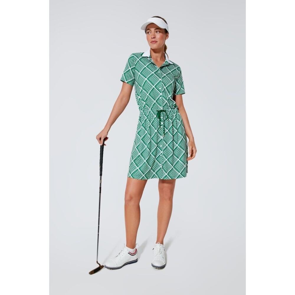 Tuckernuck Green Diamond-Print Polo Midi Dress